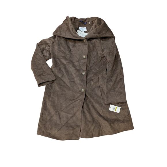 NWT Cole Haan Oversized Hood Camel Wool  Blend Coat Size 14 - Picture 7 of 7
